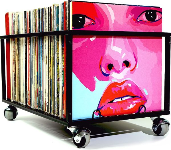 Vinyl Record Storage Holder on Wheels