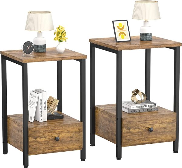 2-Tier Side Table with Storage Shelf