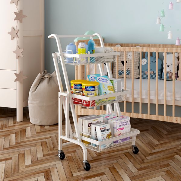 Kitchen 3 Tier Foldable Rolling Cart - Image 2