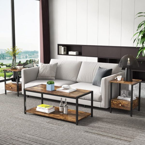 2-Tier Side Table with Storage Shelf - Image 3