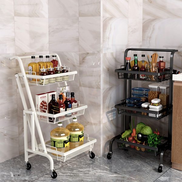 Kitchen 3 Tier Foldable Rolling Cart - Image 3