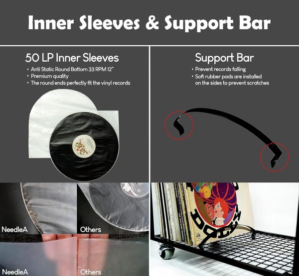 Vinyl Record Storage Holder on Wheels