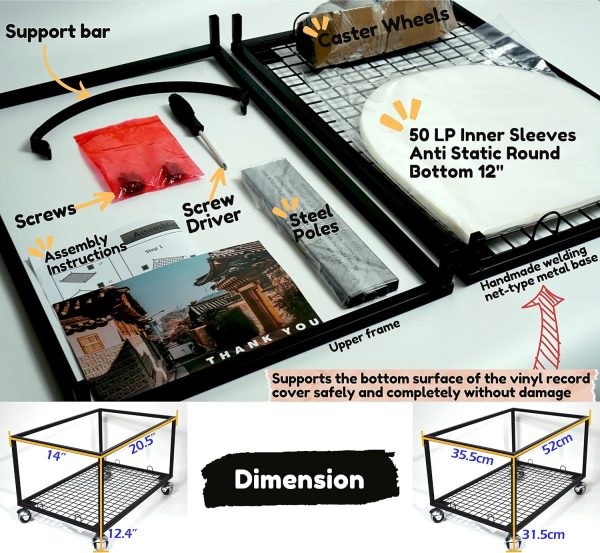 Vinyl Record Storage Holder on Wheels