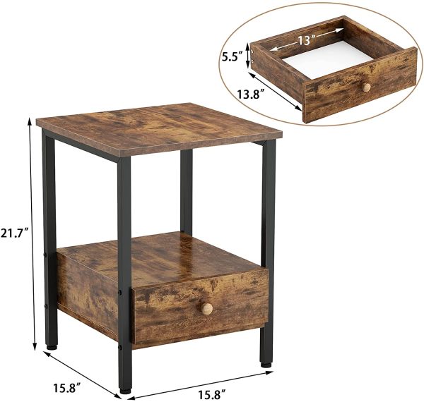 2-Tier Side Table with Storage Shelf - Image 7